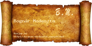 Bognár Modeszta névjegykártya